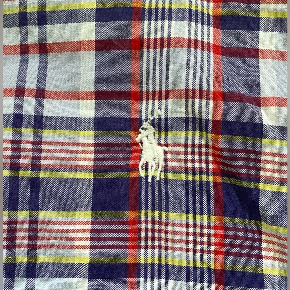 Ralph‎ Lauren Polo Boy’s Sz L (14-16) Plaid Cotton Oxford Short Sleeve Shirt